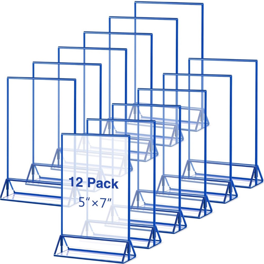 12 PCS BLUE Clear Sign Holders
